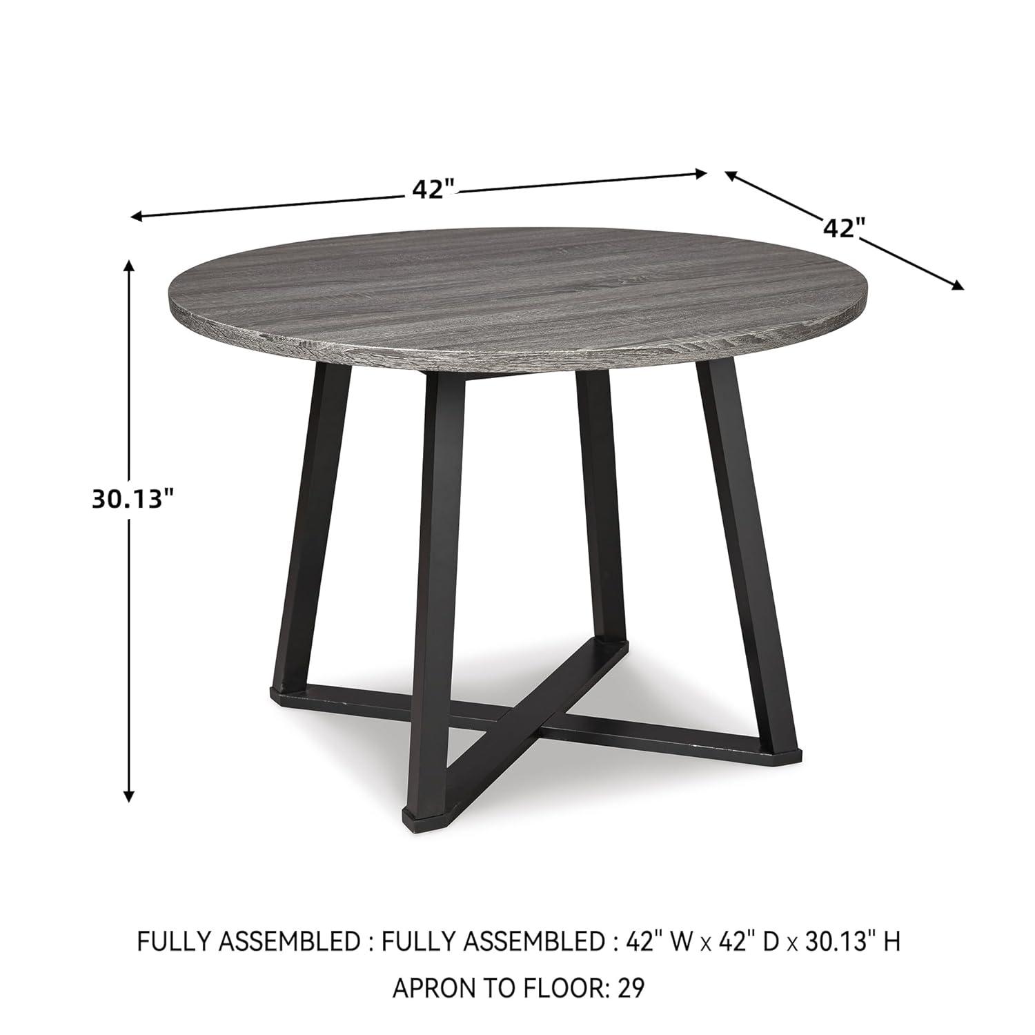 imageSignature Design by Ashley Centiar Mid Century Round Dining Room Table with Metal Legs Gray ampamp BlackMidCentury
