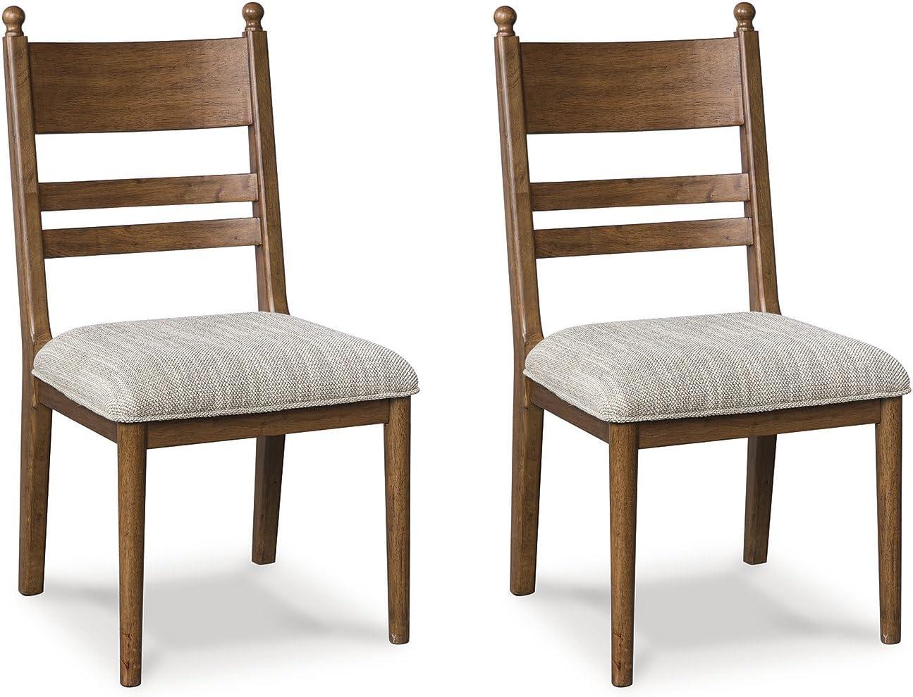 imageSignature Design by Ashley Chadworth Traditional Upholstered Dining Chair with High Back Set of 2 Light Brown