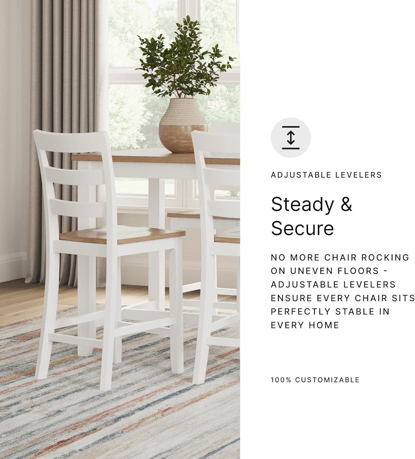 imageSignature Design by Ashley Chadworth Traditional Upholstered Dining Chair with High Back Set of 2 Light Brown