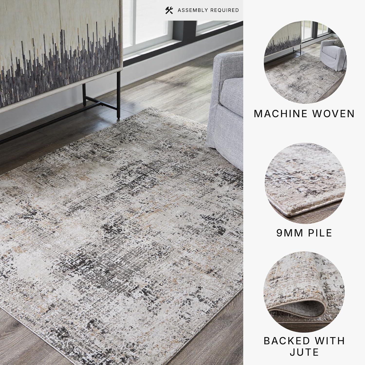 imageSignature Design by Ashley Elaning Contemporary Indoor Abstract Large 8 x 10 Rug Gray ampamp Light Brown