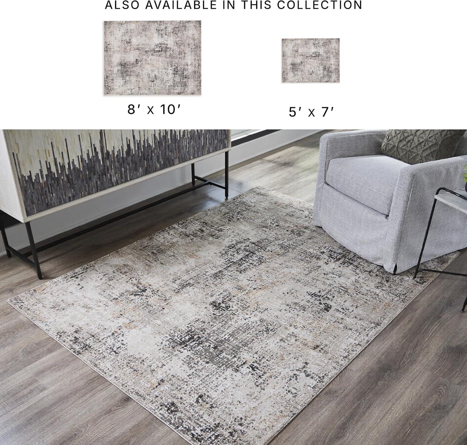 imageSignature Design by Ashley Elaning Contemporary Indoor Abstract Large 8 x 10 Rug Gray ampamp Light Brown