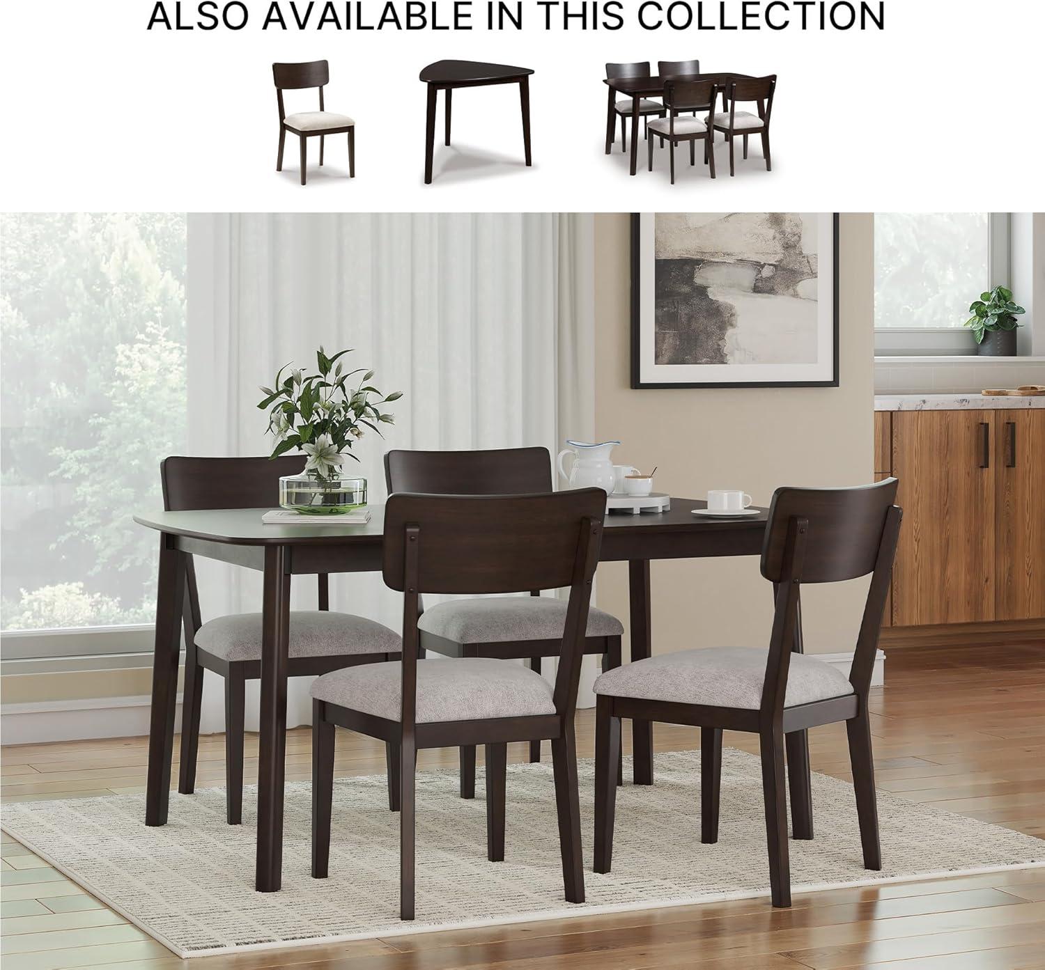 imageSignature Design by Ashley Favelon MidCentury Modern Dining Table and Chairs Set with Cushioned Seat Set of 5 Dark Brown ampamp Gray
