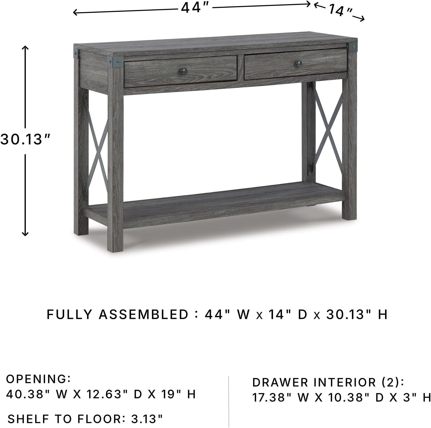 imageSignature Design by Ashley Freedan Rustic Farmhouse Console Sofa Table GrayGrey
