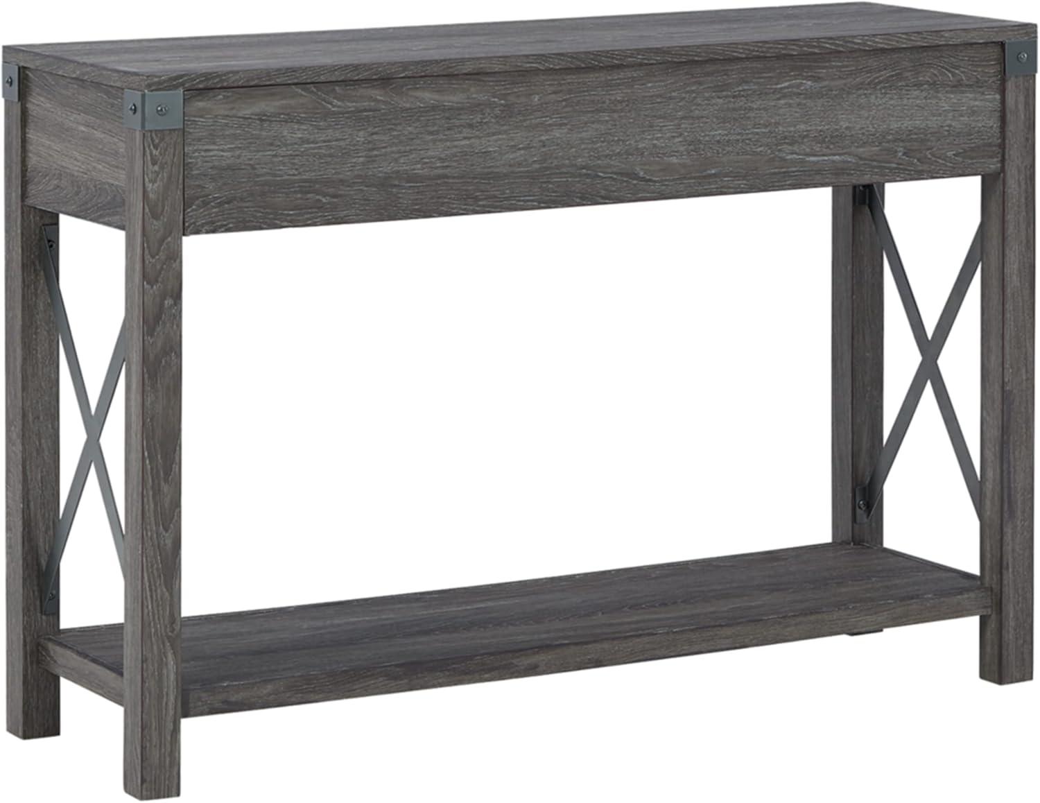 imageSignature Design by Ashley Freedan Rustic Farmhouse Console Sofa Table GrayGrey