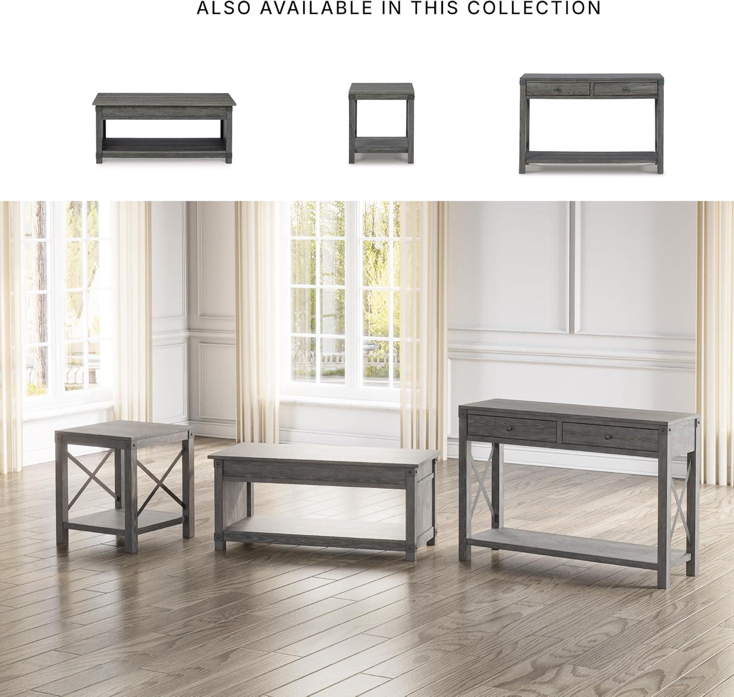 imageSignature Design by Ashley Freedan Rustic Farmhouse Console Sofa Table GrayGrey