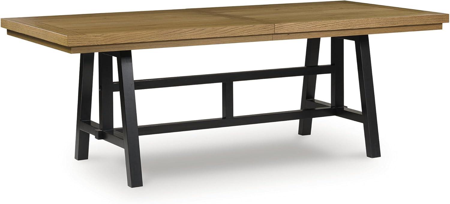 imageSignature Design by Ashley Galliden Contemporary Dining Extension Table with Removable Center Leaf Seats Up to 10 Light Brown ampamp Black