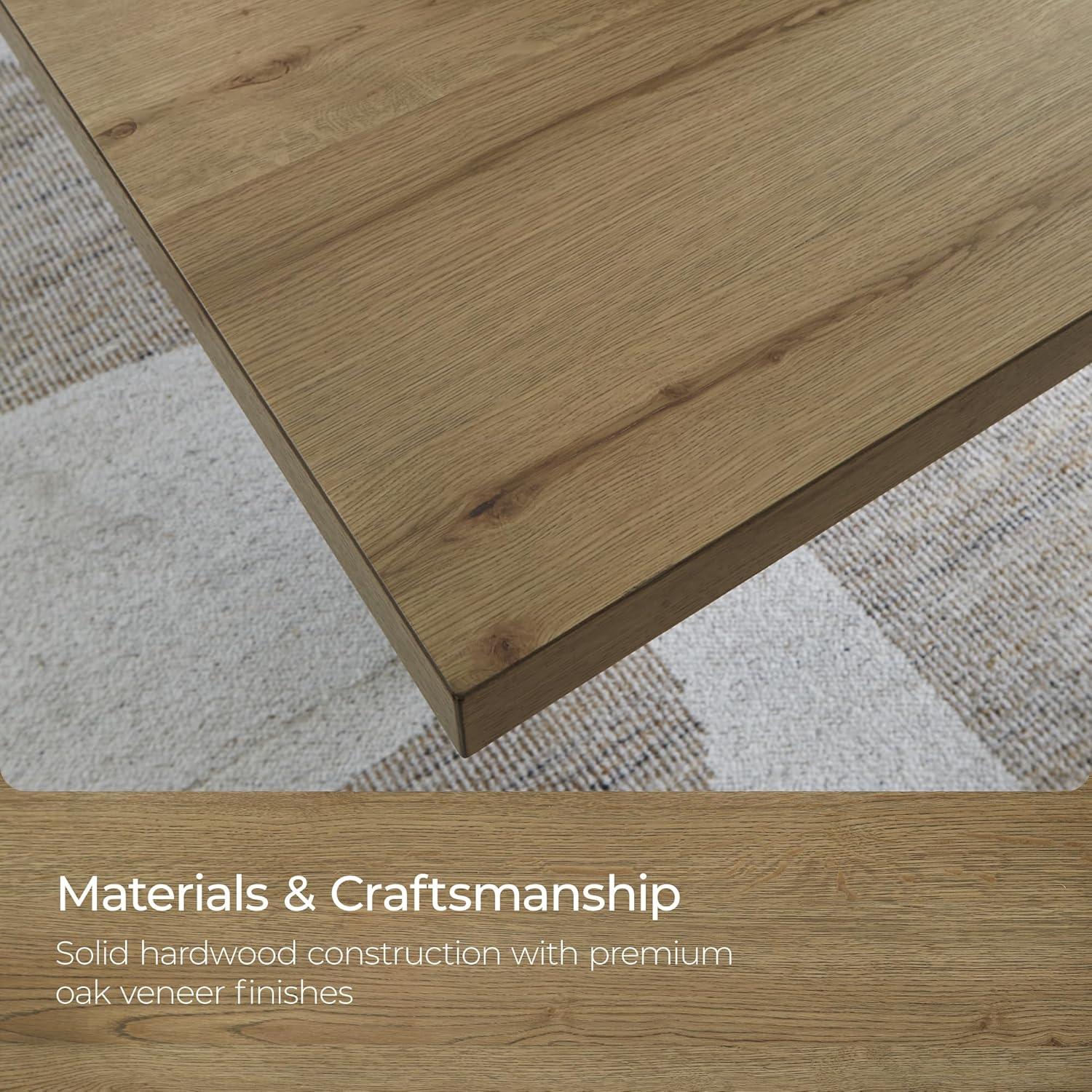 imageSignature Design by Ashley Galliden Farmhouse Dining Table with ExtraThick Tabletop and Trestle Base Light Brown