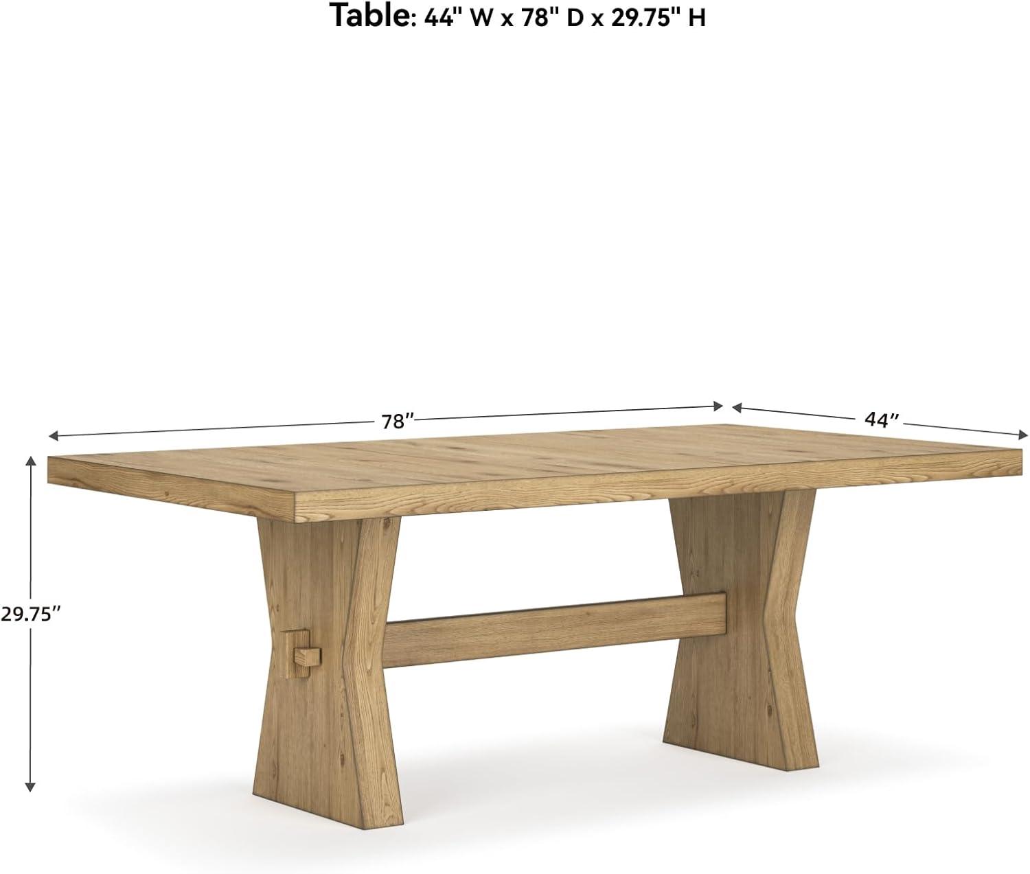 imageSignature Design by Ashley Galliden Farmhouse Dining Table with ExtraThick Tabletop and Trestle Base Light Brown