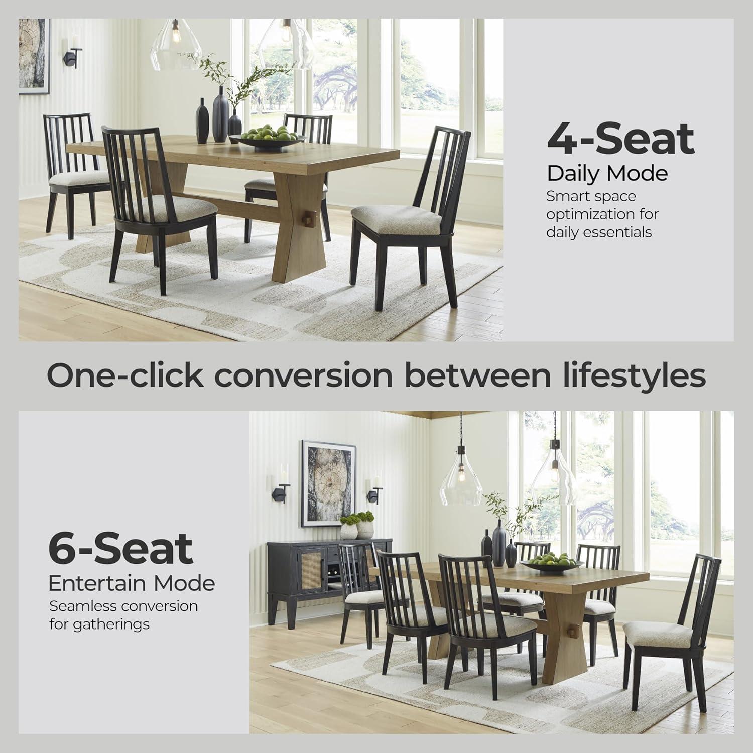 imageSignature Design by Ashley Galliden Farmhouse Dining Table with ExtraThick Tabletop and Trestle Base Light Brown