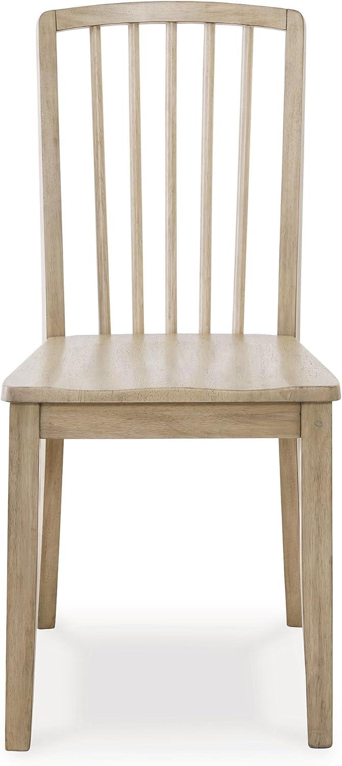 imageSignature Design by Ashley Gleanville Casual Solid Wood Dining Side Chair with Contoured Seat Set of 2 Light Brown