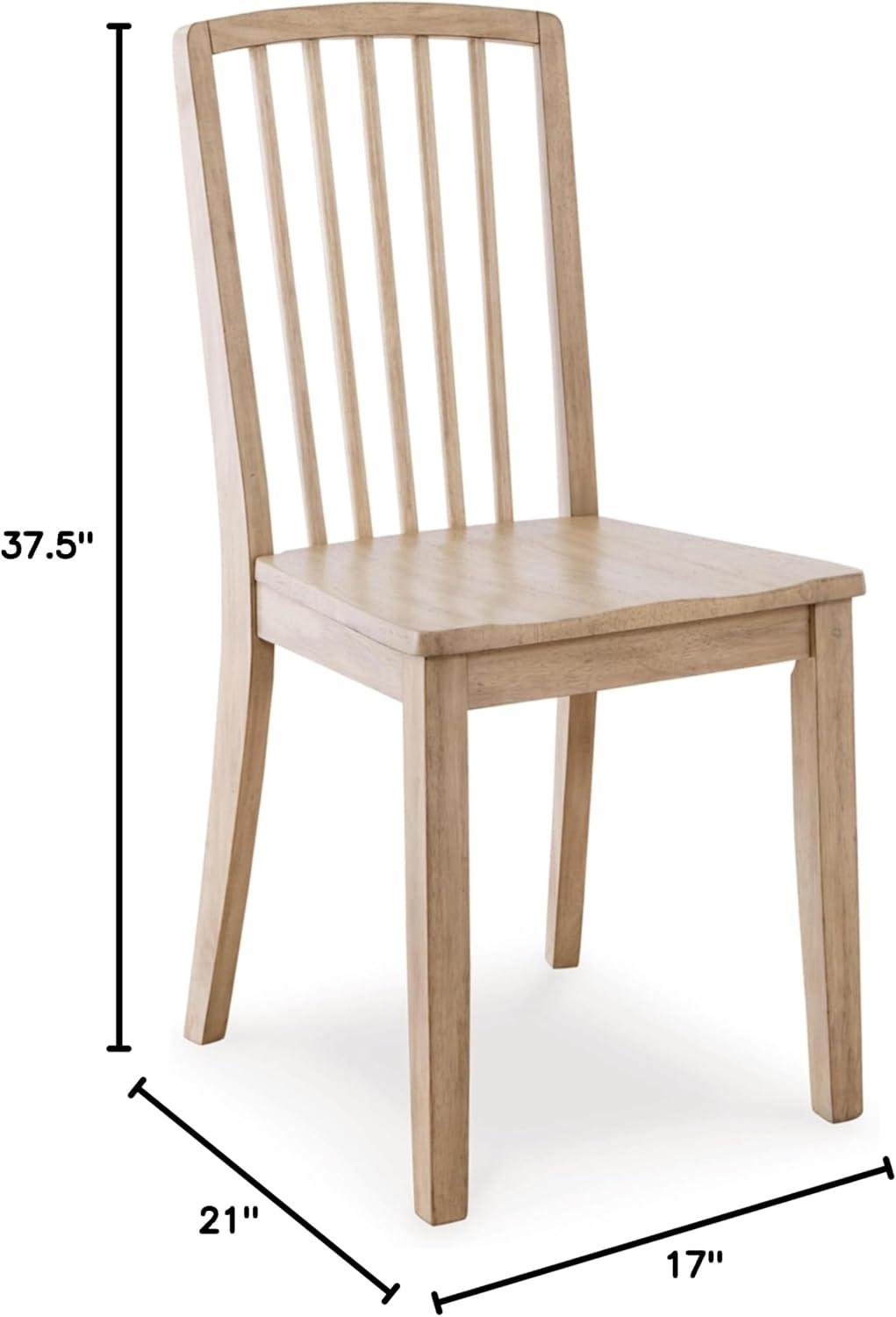 imageSignature Design by Ashley Gleanville Casual Solid Wood Dining Side Chair with Contoured Seat Set of 2 Light Brown