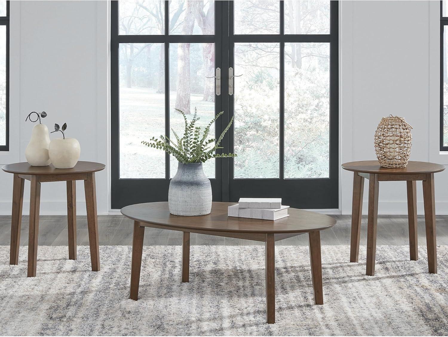 imageSignature Design by Ashley Gordonay Casual Table Set with Rounded Top Set of 3 Light Brown