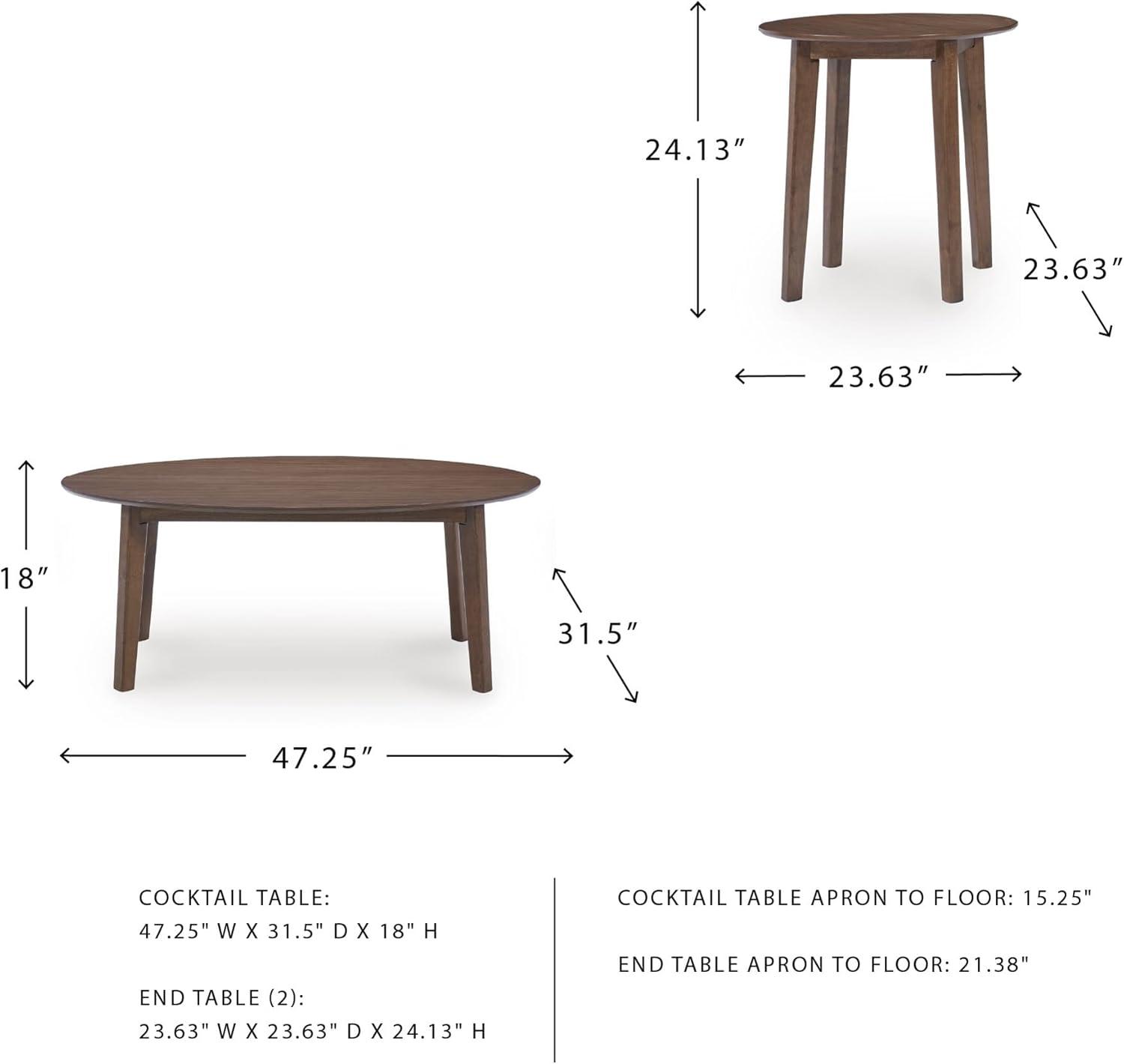imageSignature Design by Ashley Gordonay Casual Table Set with Rounded Top Set of 3 Light Brown