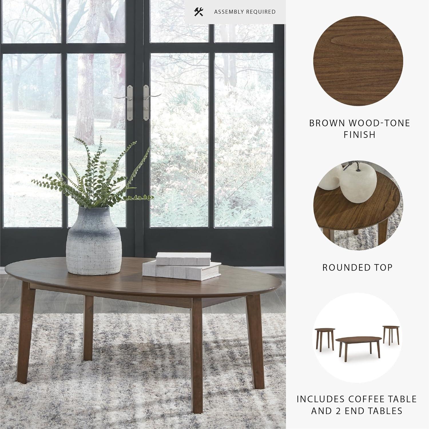 imageSignature Design by Ashley Gordonay Casual Table Set with Rounded Top Set of 3 Light Brown
