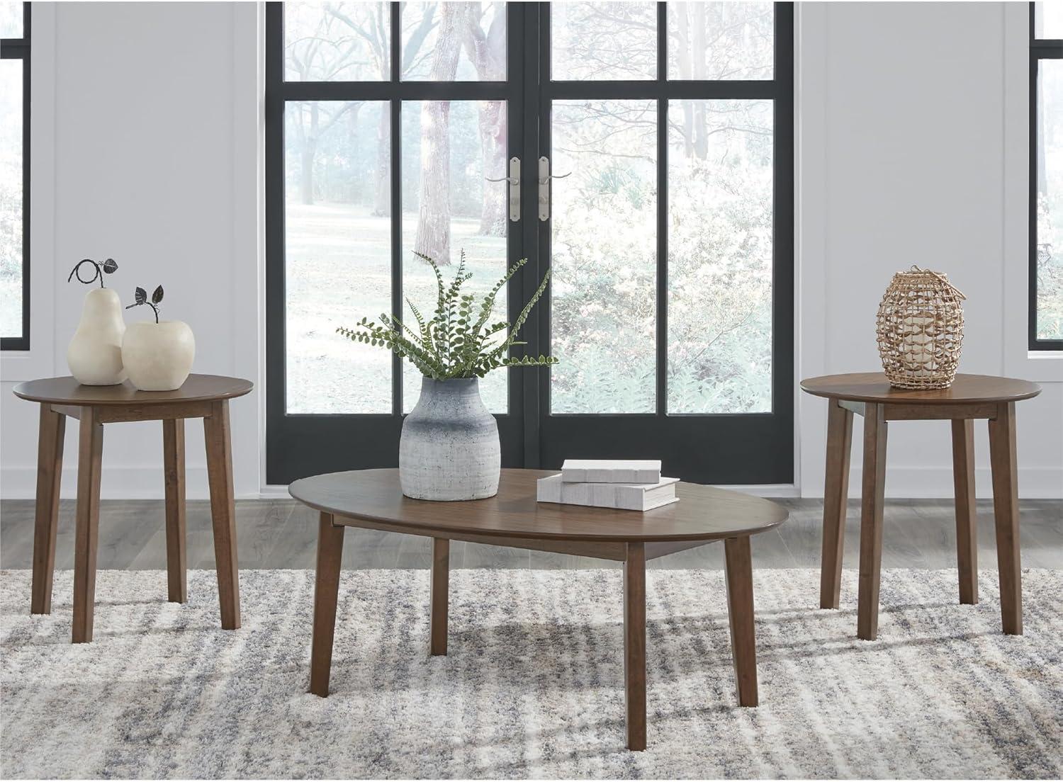 imageSignature Design by Ashley Gordonay Casual Table Set with Rounded Top Set of 3 Light Brown