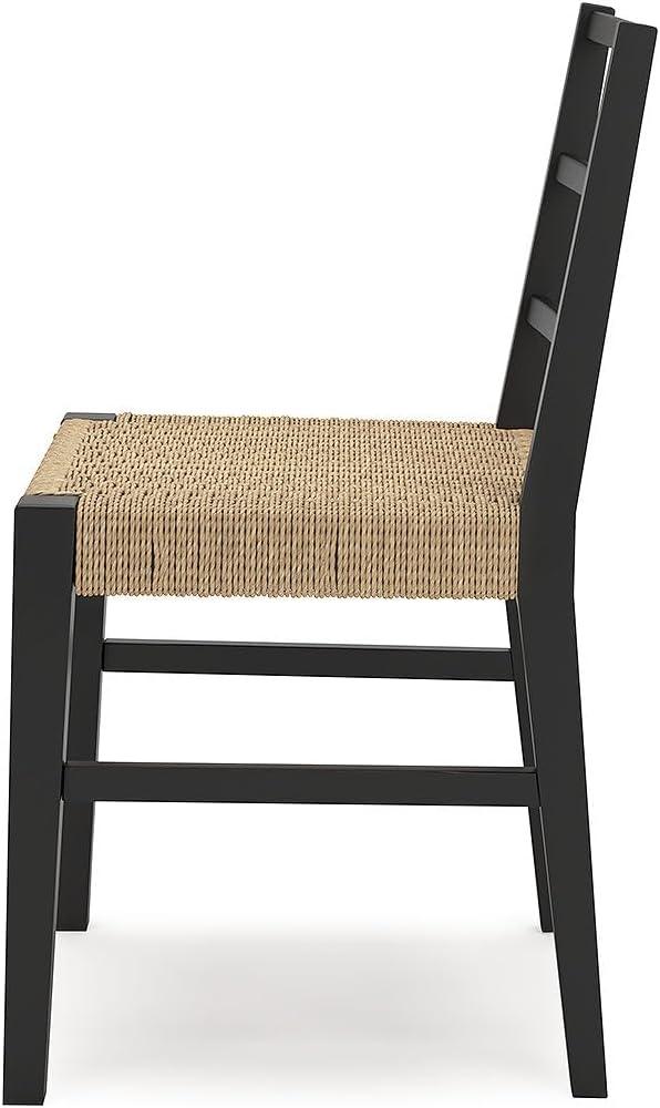 imageSignature Design by Ashley Isanti Rustic Solid Wood Armless Dining Chair with Faux Rattan Seat Set of 2 Light Brown ampamp Black
