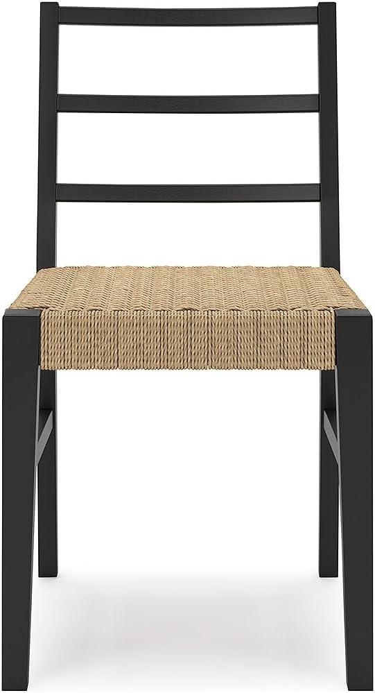 imageSignature Design by Ashley Isanti Rustic Solid Wood Armless Dining Chair with Faux Rattan Seat Set of 2 Light Brown ampamp Black