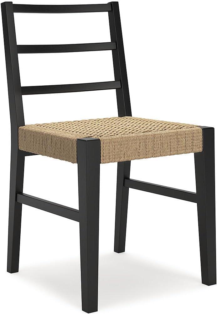 imageSignature Design by Ashley Isanti Rustic Solid Wood Armless Dining Chair with Faux Rattan Seat Set of 2 Light Brown ampamp Black