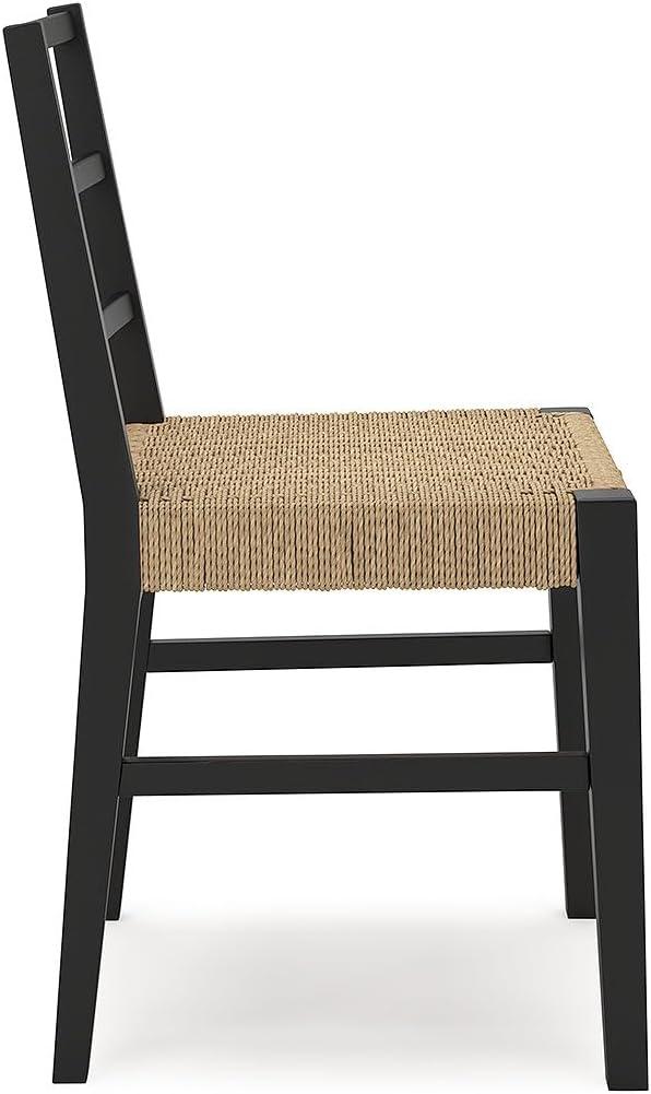imageSignature Design by Ashley Isanti Rustic Solid Wood Armless Dining Chair with Faux Rattan Seat Set of 2 Light Brown ampamp Black