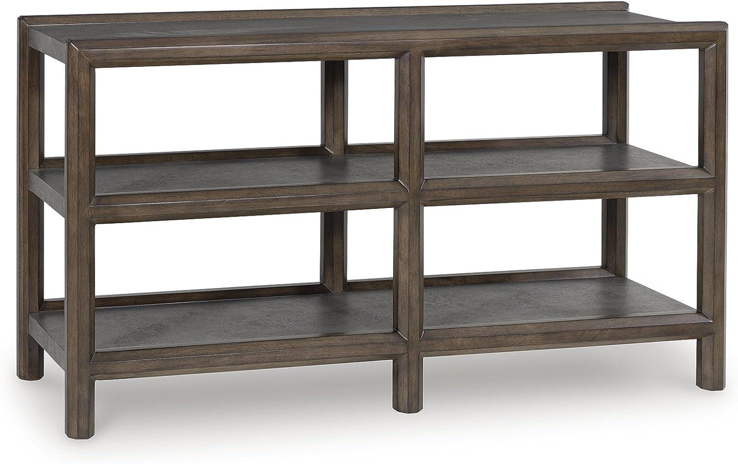 imageSignature Design by Ashley Kallenny Transitional Sofa Table with Open Shelf Dark Brown ampamp Gray
