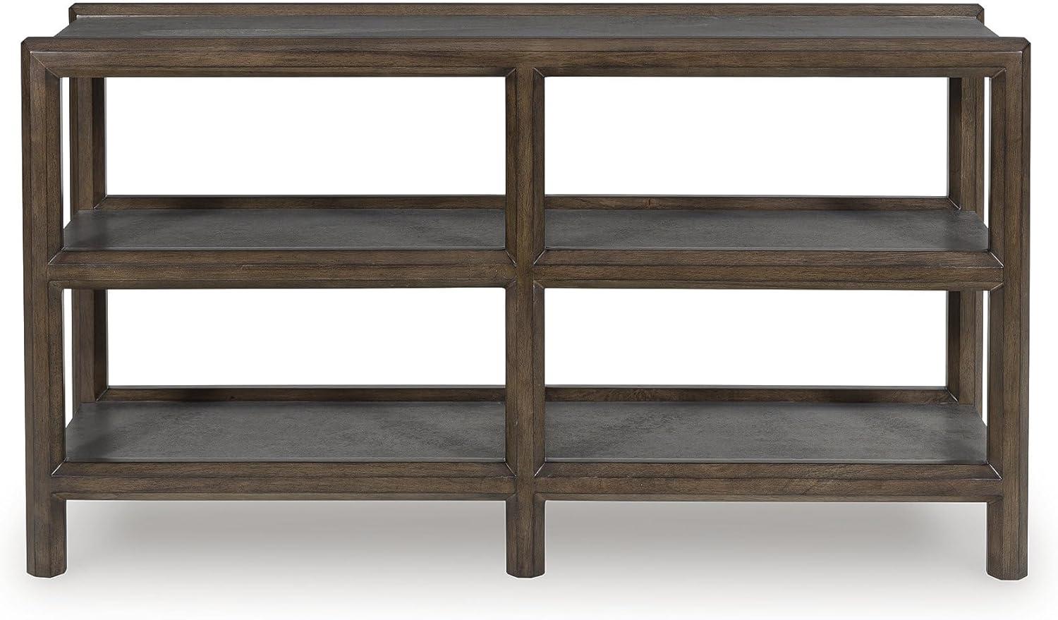 imageSignature Design by Ashley Kallenny Transitional Sofa Table with Open Shelf Dark Brown ampamp Gray