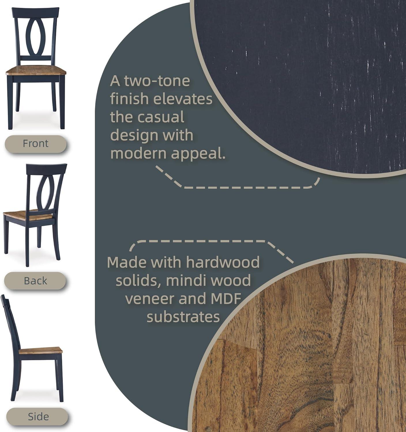 imageSignature Design by Ashley Landocken Casual Armless Dining Chair with Contoured Seat Set of 2 Light Brown ampamp Blue