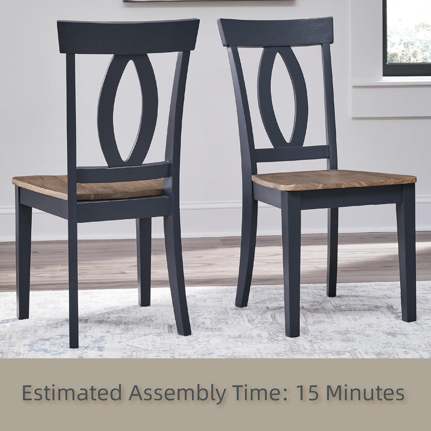 imageSignature Design by Ashley Landocken Casual Armless Dining Chair with Contoured Seat Set of 2 Light Brown ampamp Blue