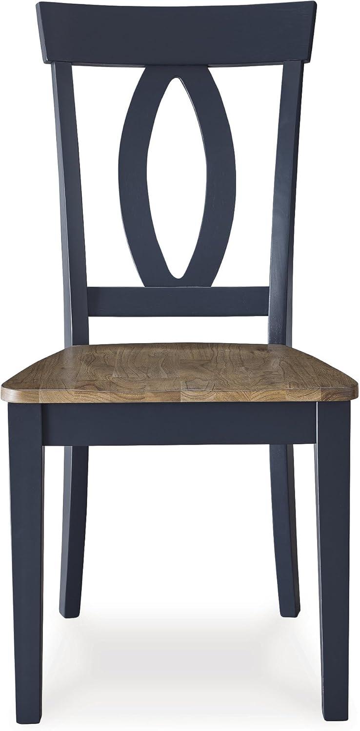 imageSignature Design by Ashley Landocken Casual Armless Dining Chair with Contoured Seat Set of 2 Light Brown ampamp Blue
