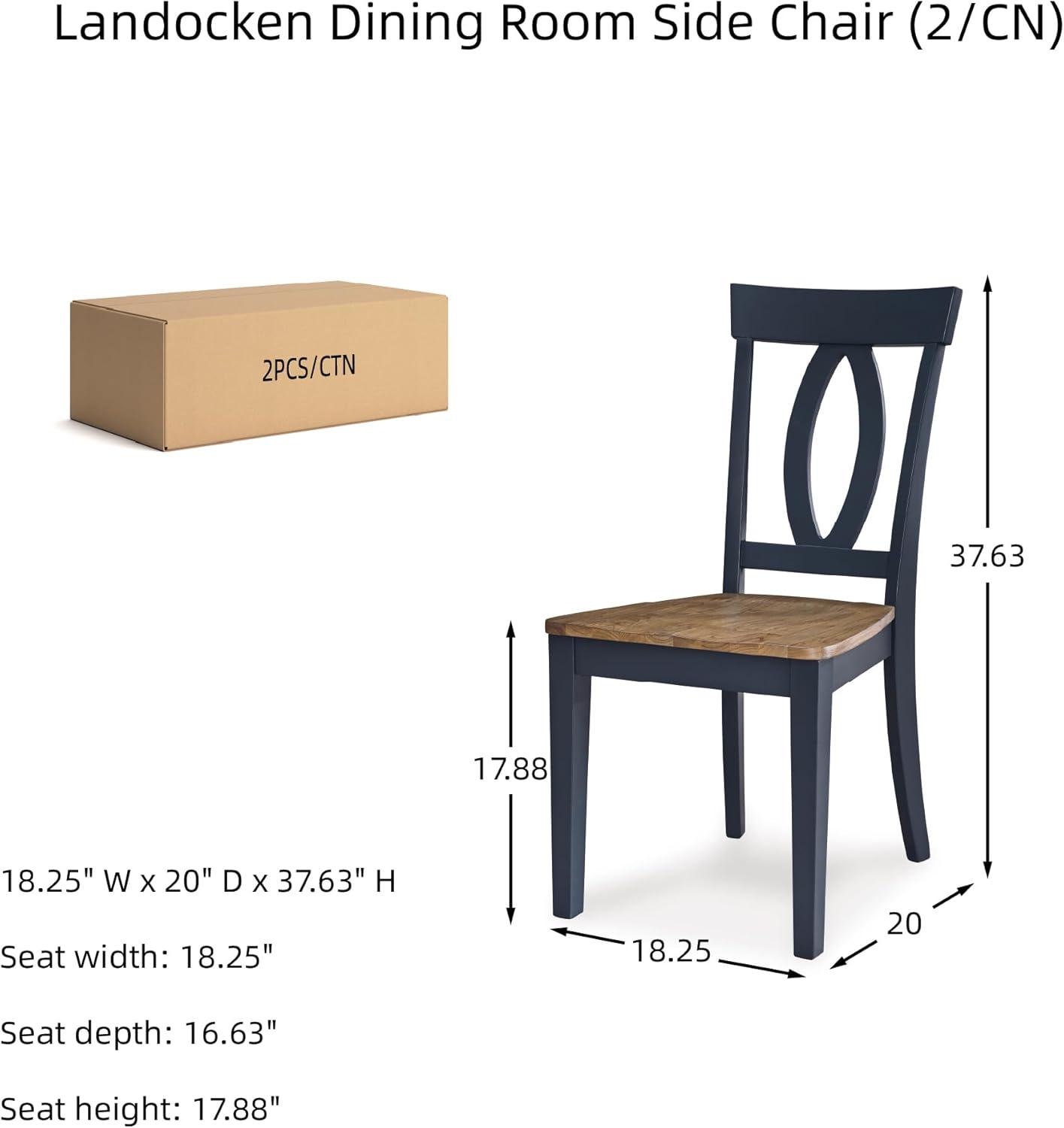 imageSignature Design by Ashley Landocken Casual Armless Dining Chair with Contoured Seat Set of 2 Light Brown ampamp Blue