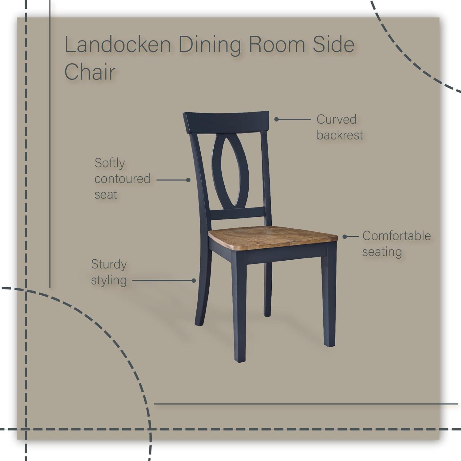 imageSignature Design by Ashley Landocken Casual Armless Dining Chair with Contoured Seat Set of 2 Light Brown ampamp Blue