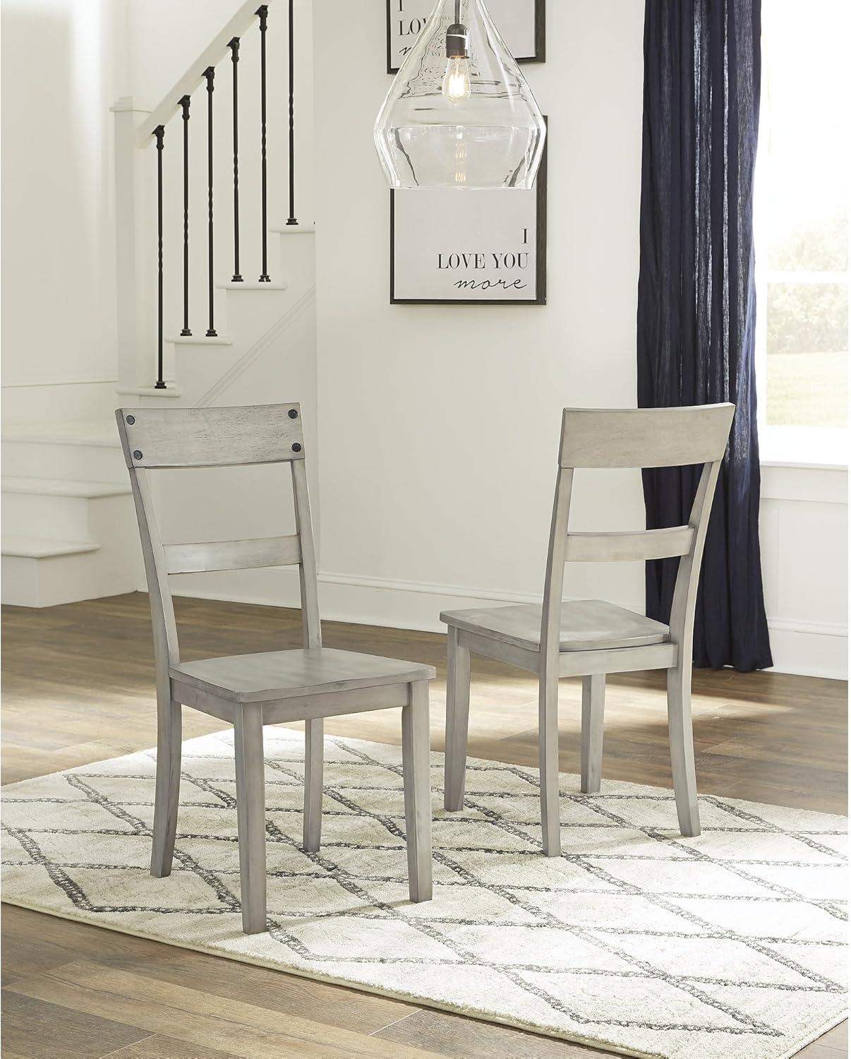 imageSignature Design by Ashley Loratti Modern Farmhouse 18quot Weathered Wood Dining Chair 2 Count GrayGrey
