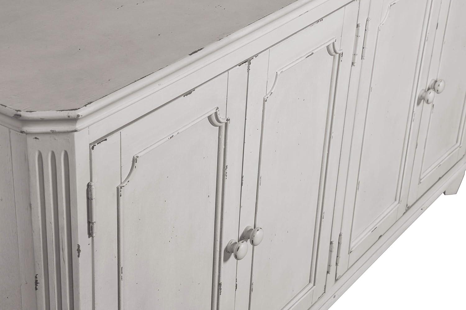 imageSignature Design by Ashley Mirimyn Distressed 4Door Accent Cabinet or TV Stand Antique White