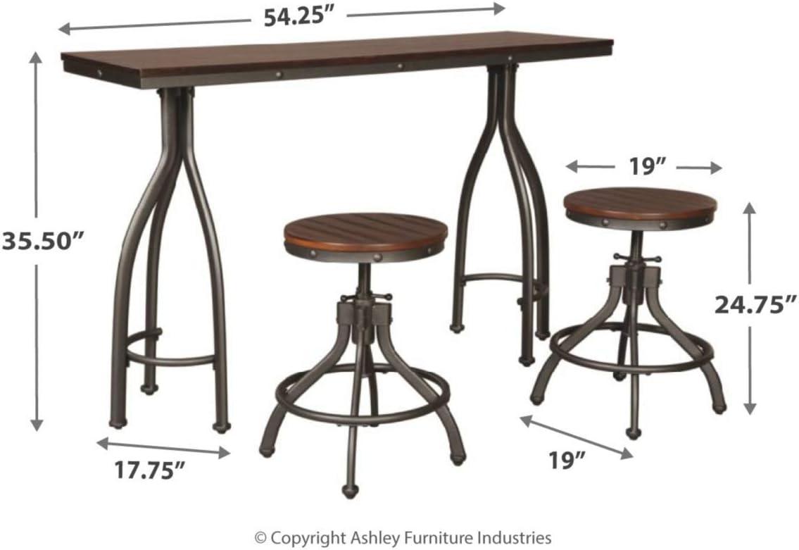 imageSignature Design by Ashley Odium Urban Counter Height Dining Table Set with 2 Bar Stools Gray3 Piece