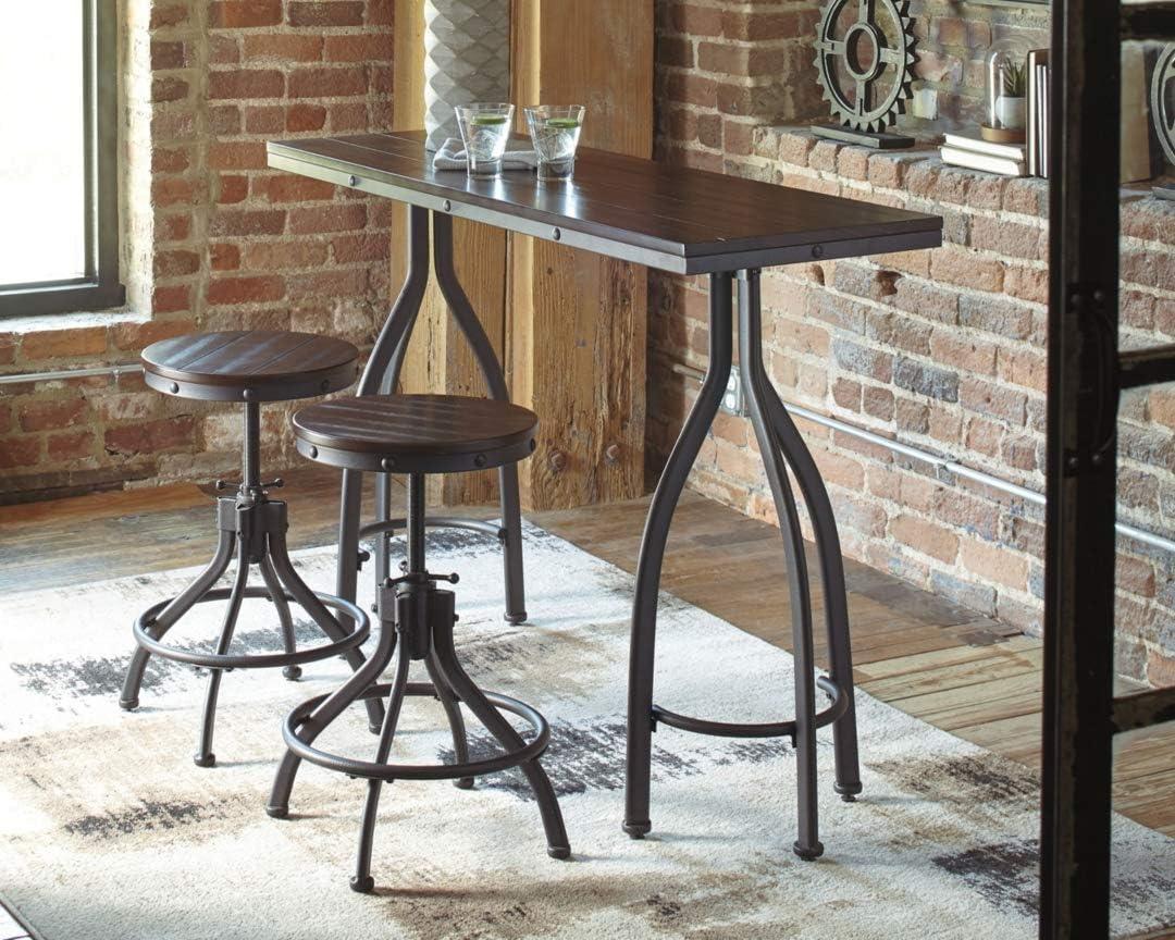 imageSignature Design by Ashley Odium Urban Counter Height Dining Table Set with 2 Bar Stools Gray3 Piece