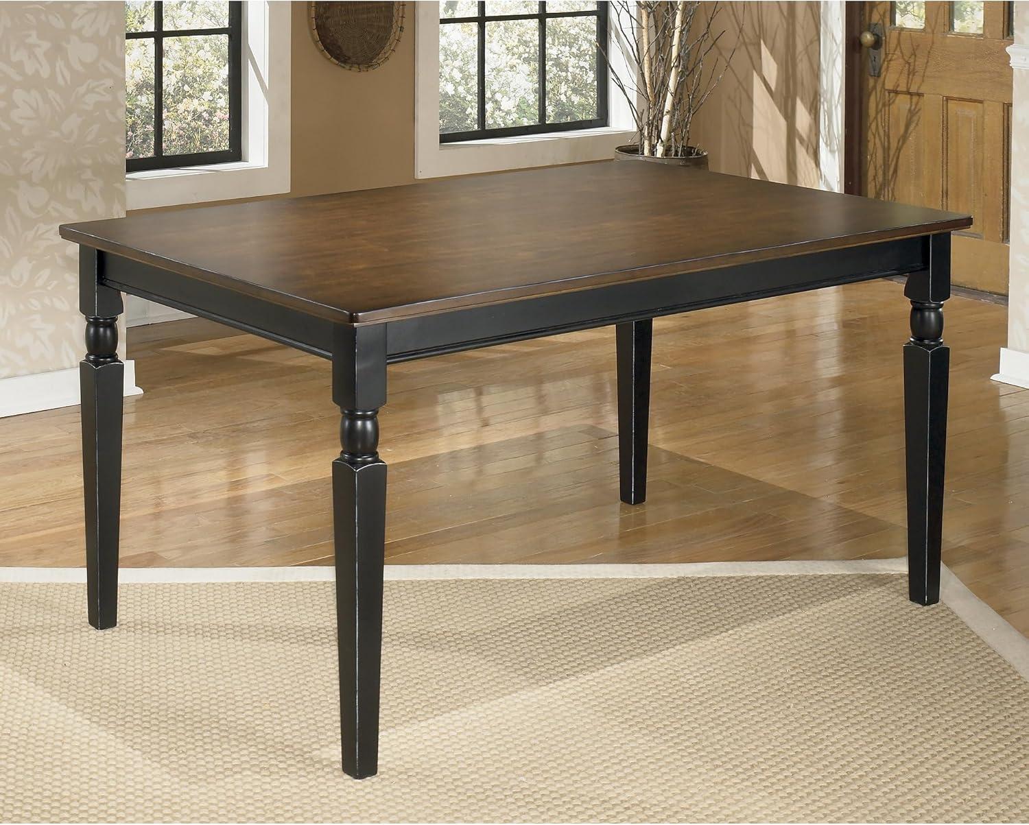 imageSignature Design by Ashley Owingsville Rustic Farmhouse Dining Room Table Black ampamp BrownBlack