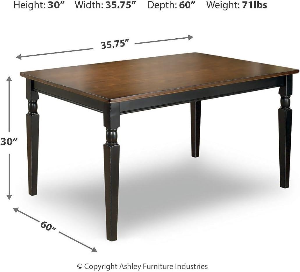 imageSignature Design by Ashley Owingsville Rustic Farmhouse Dining Room Table Black ampamp BrownBlack