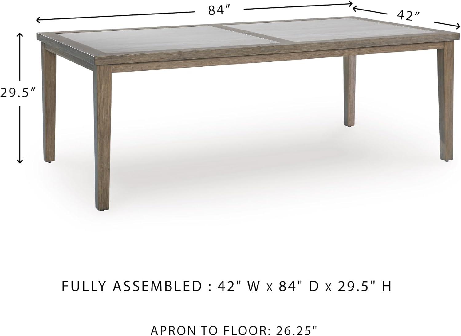 imageSignature Design by Ashley Rainier Ranch Contemporary Sintered Stone Tabletop Outdoor Dining Table with 4 Legs Light Brown ampamp Beige