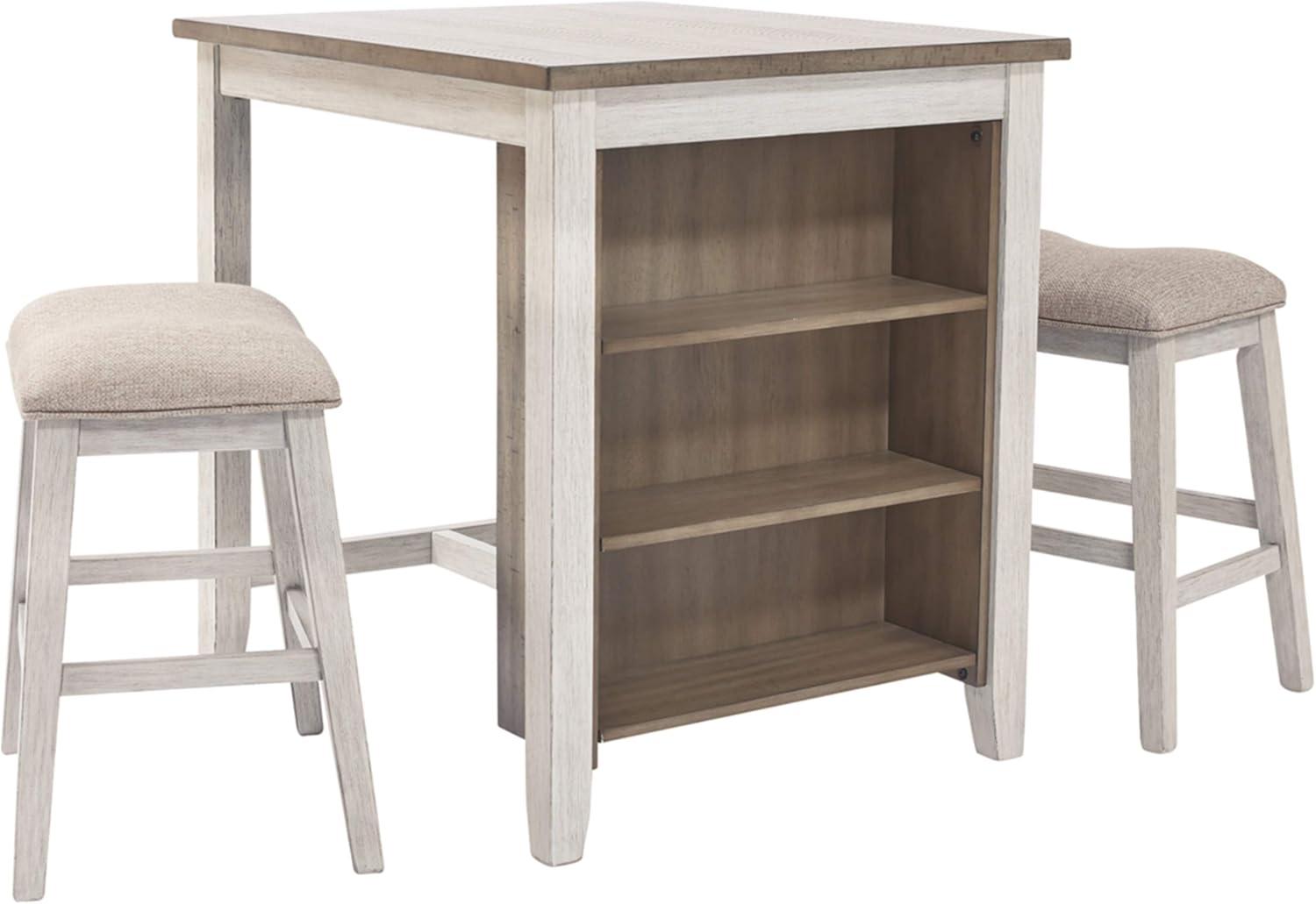 imageSignature Design by Ashley Skempton 3 Piece Counter Height Dining Set with 2 Barstools Whitewash