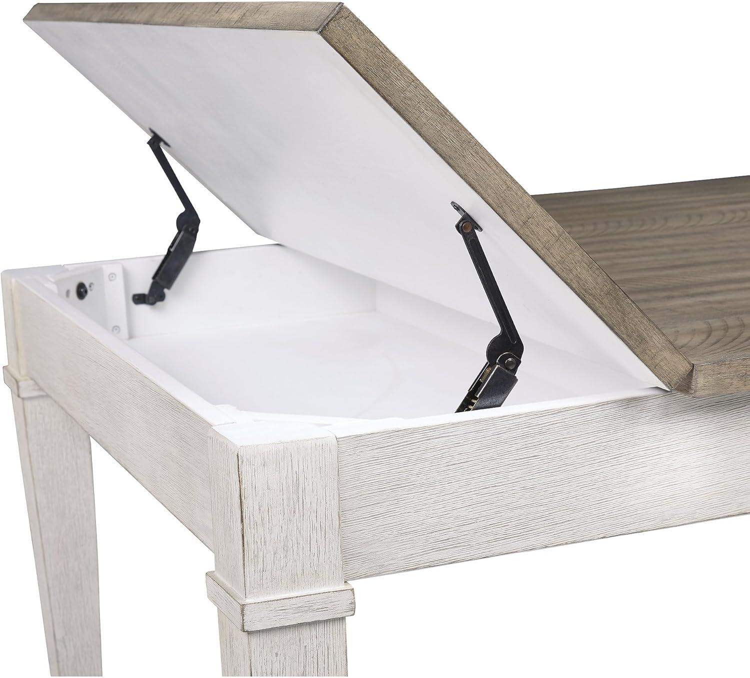 imageSignature Design by Ashley Skempton Farmhouse Rectangular Dining Room Table with Storage White ampamp Light Brown