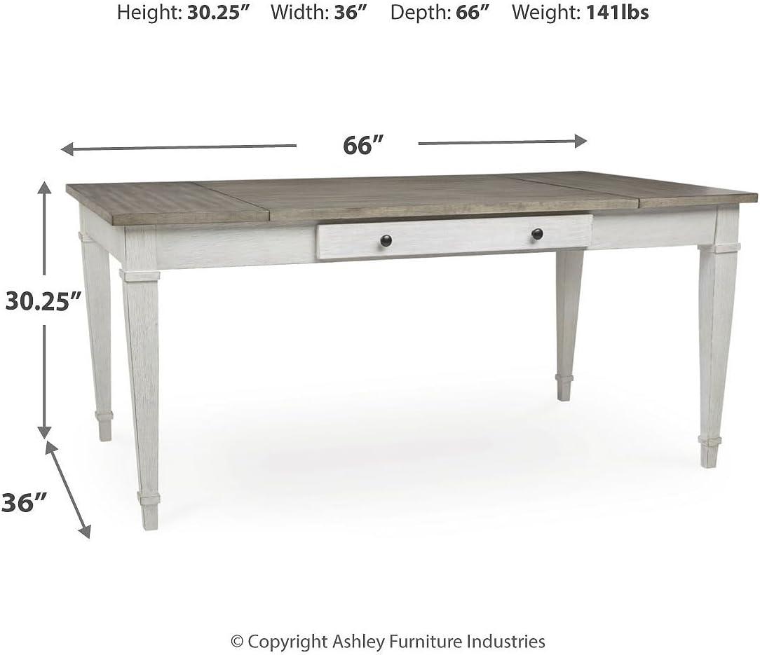 imageSignature Design by Ashley Skempton Farmhouse Rectangular Dining Room Table with Storage White ampamp Light Brown