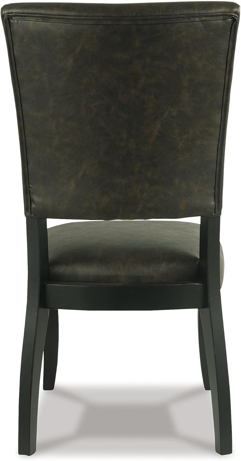 imageSignature Design by Ashley Sommerford Urban Farmhouse Faux Leather Upholstered Dining Chair Set of 2 Dark BrownUpholstered Half Back