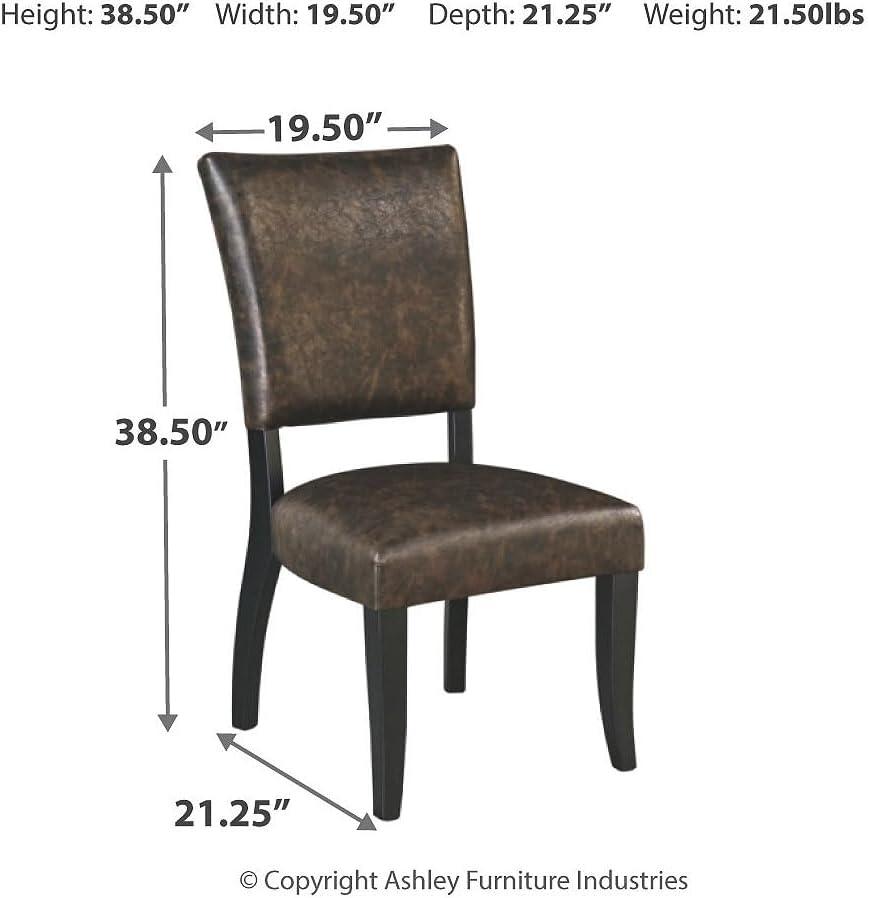 imageSignature Design by Ashley Sommerford Urban Farmhouse Faux Leather Upholstered Dining Chair Set of 2 Dark BrownUpholstered Half Back