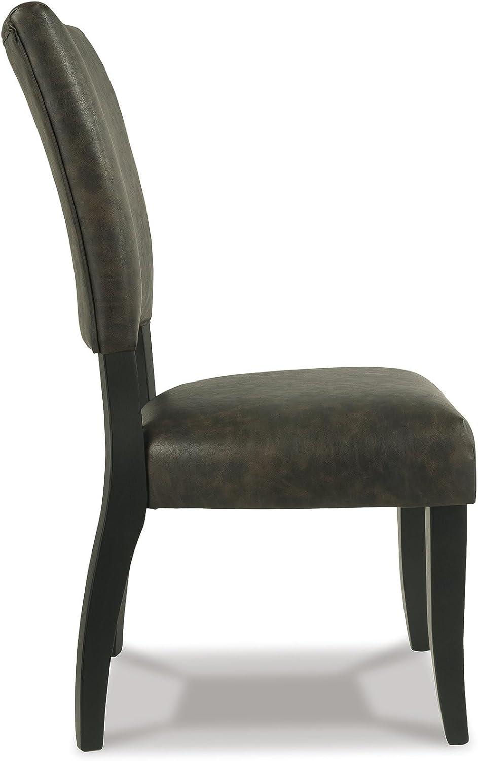 imageSignature Design by Ashley Sommerford Urban Farmhouse Faux Leather Upholstered Dining Chair Set of 2 Dark BrownUpholstered Half Back