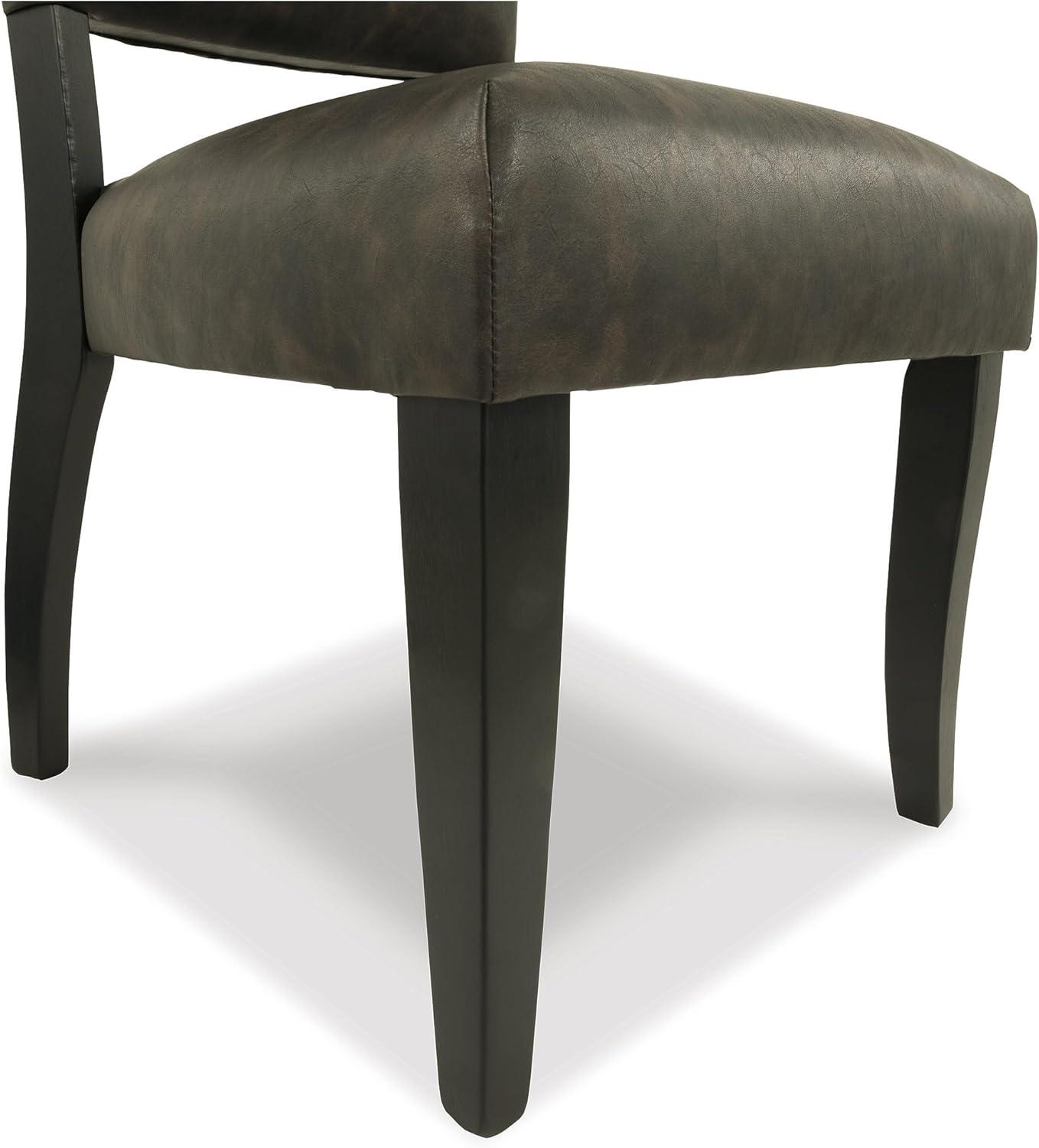 imageSignature Design by Ashley Sommerford Urban Farmhouse Faux Leather Upholstered Dining Chair Set of 2 Dark BrownUpholstered Half Back