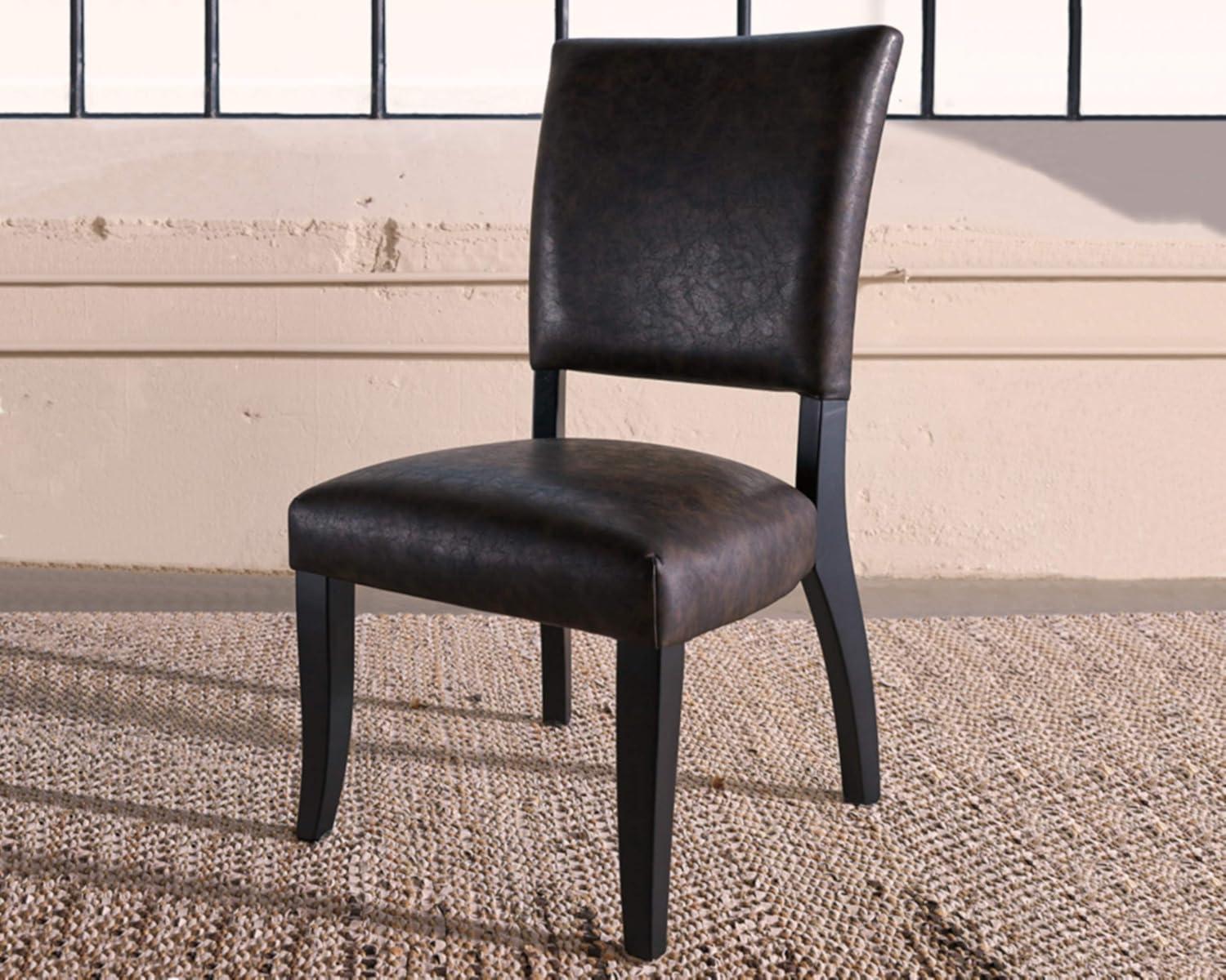 imageSignature Design by Ashley Sommerford Urban Farmhouse Faux Leather Upholstered Dining Chair Set of 2 Dark BrownUpholstered Half Back