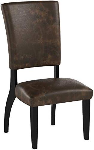 imageSignature Design by Ashley Sommerford Urban Farmhouse Faux Leather Upholstered Dining Chair Set of 2 Dark BrownUpholstered Half Back