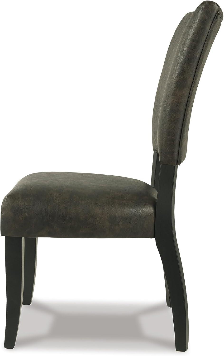 imageSignature Design by Ashley Sommerford Urban Farmhouse Faux Leather Upholstered Dining Chair Set of 2 Dark BrownUpholstered Half Back