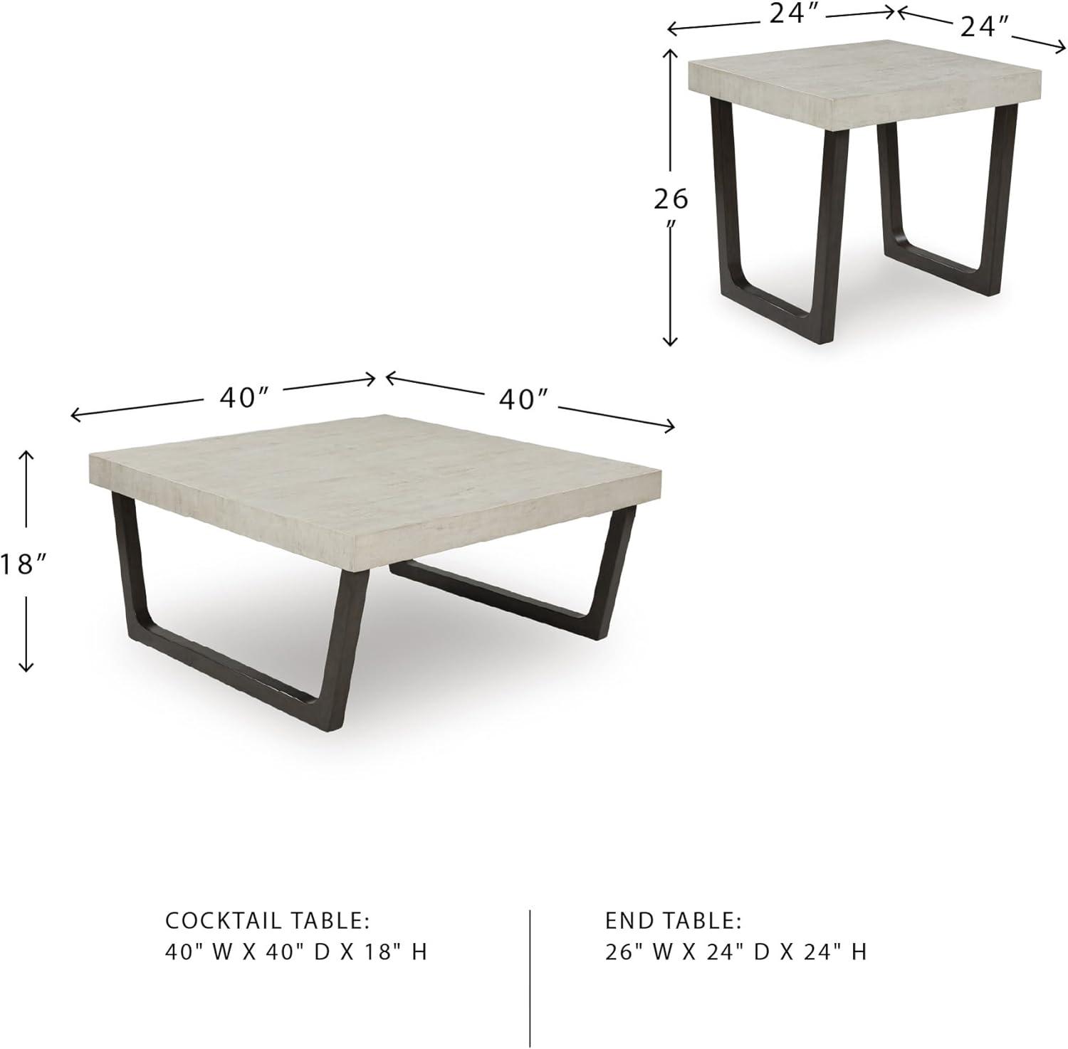 imageSignature Design by Ashley Westenfort Industrial Table Set with Sled Base Set of 2 Light Gray ampamp Dark Brown