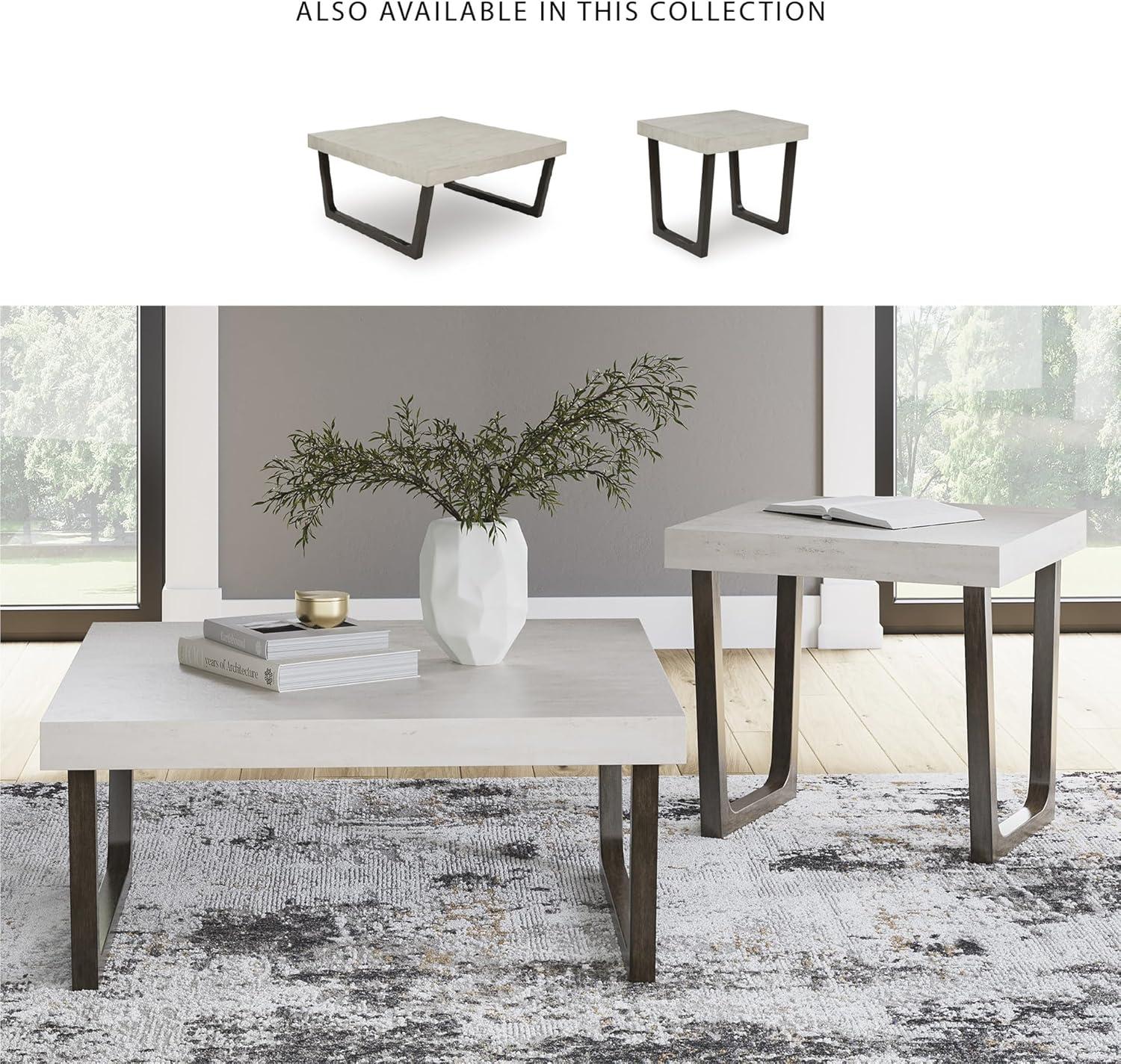 imageSignature Design by Ashley Westenfort Industrial Table Set with Sled Base Set of 2 Light Gray ampamp Dark Brown