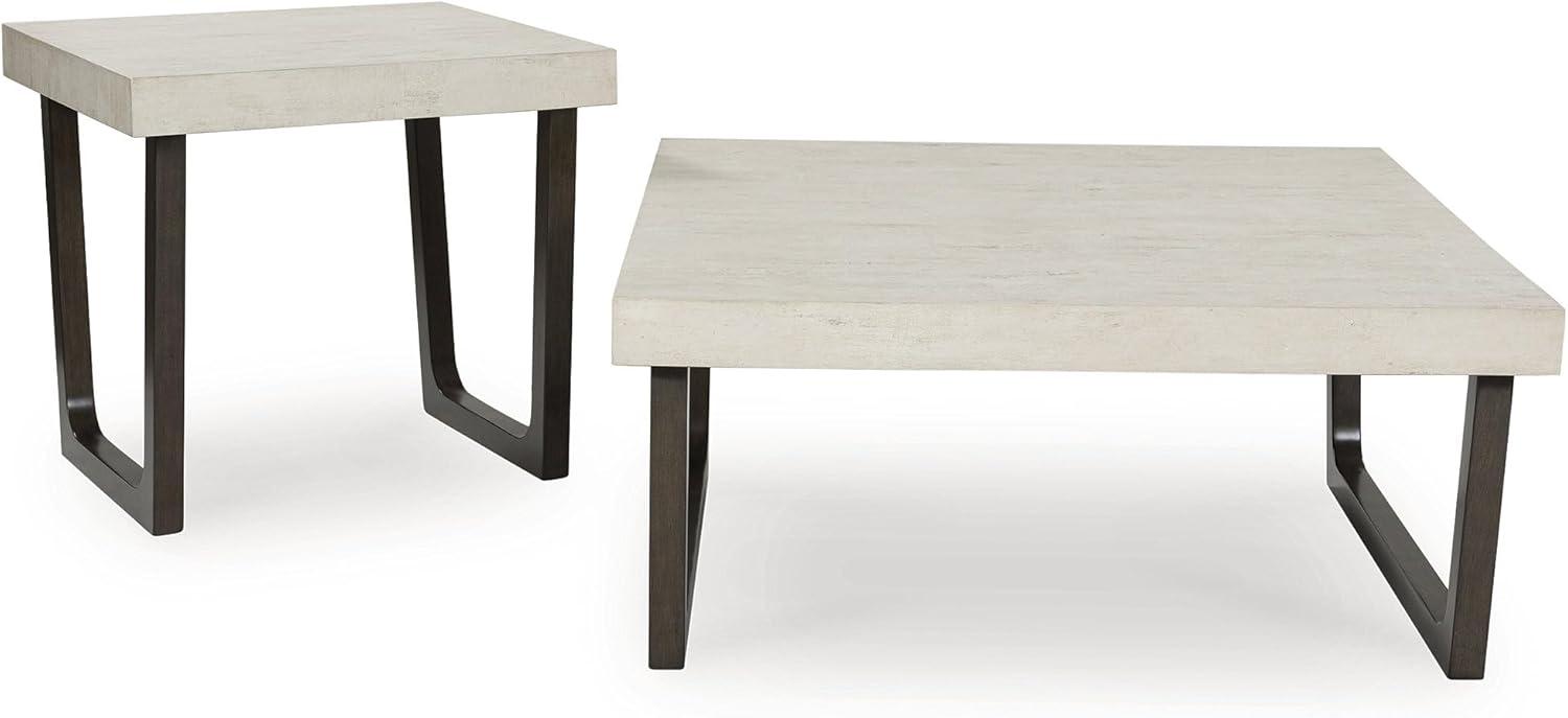 imageSignature Design by Ashley Westenfort Industrial Table Set with Sled Base Set of 2 Light Gray ampamp Dark Brown